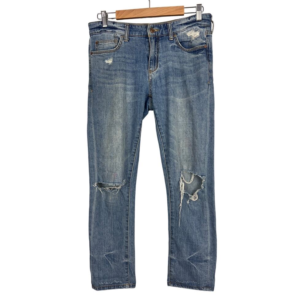 Anthropologie Pilcro Womens 28 Slim Boyfriend Distressed Ripped Boho Denim Jeans